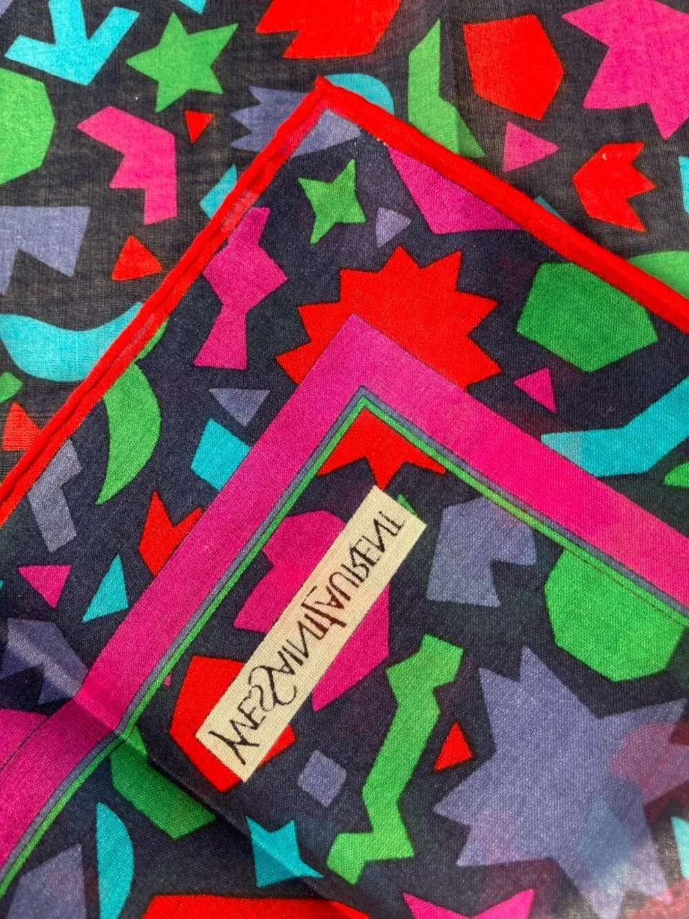 Vintage Yves Saint Laurent Lightweight Cotton Geometric Scarf
